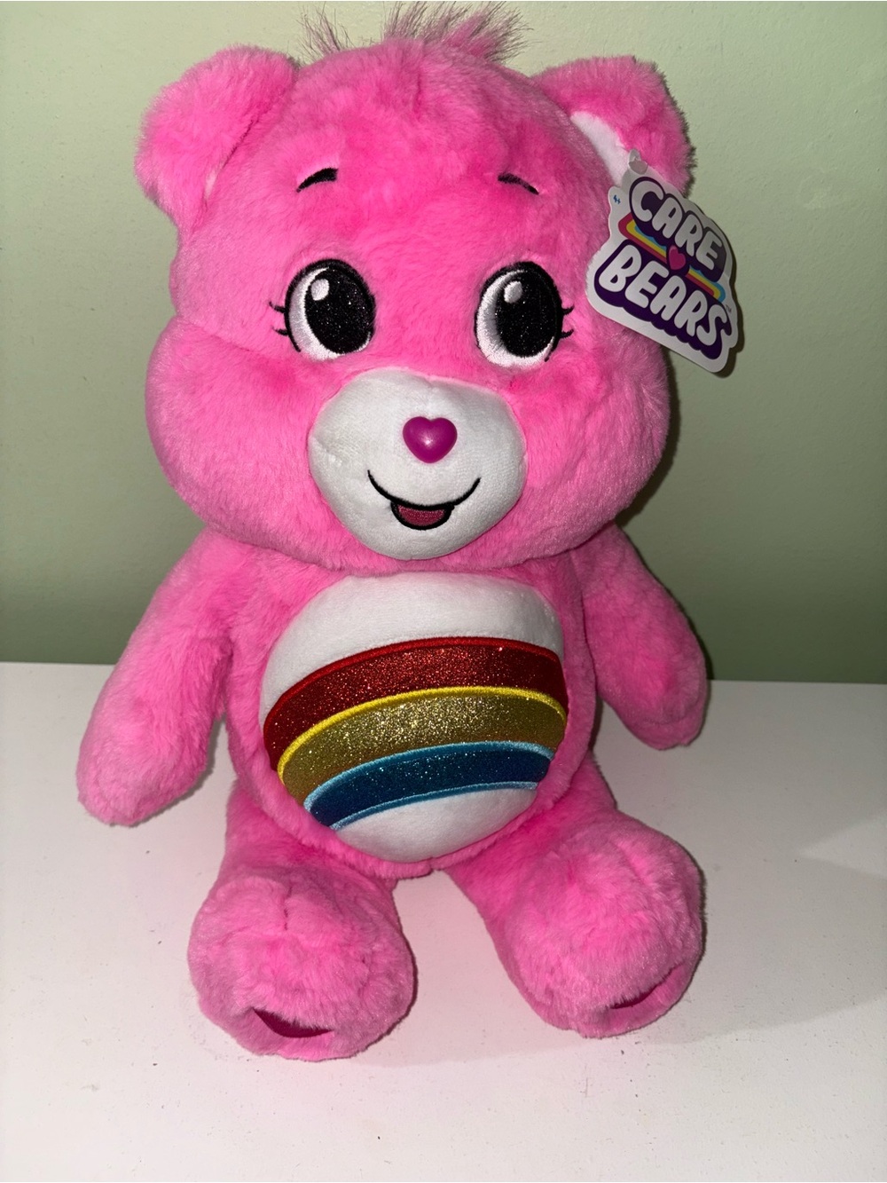 Care Bears Pink Plush with Rainbow Belly Emblem